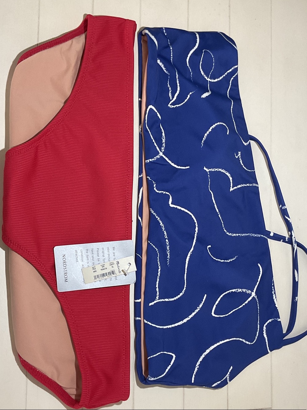 Madewell Two-Piece Bikini Set - Red & Blue Scribble Print